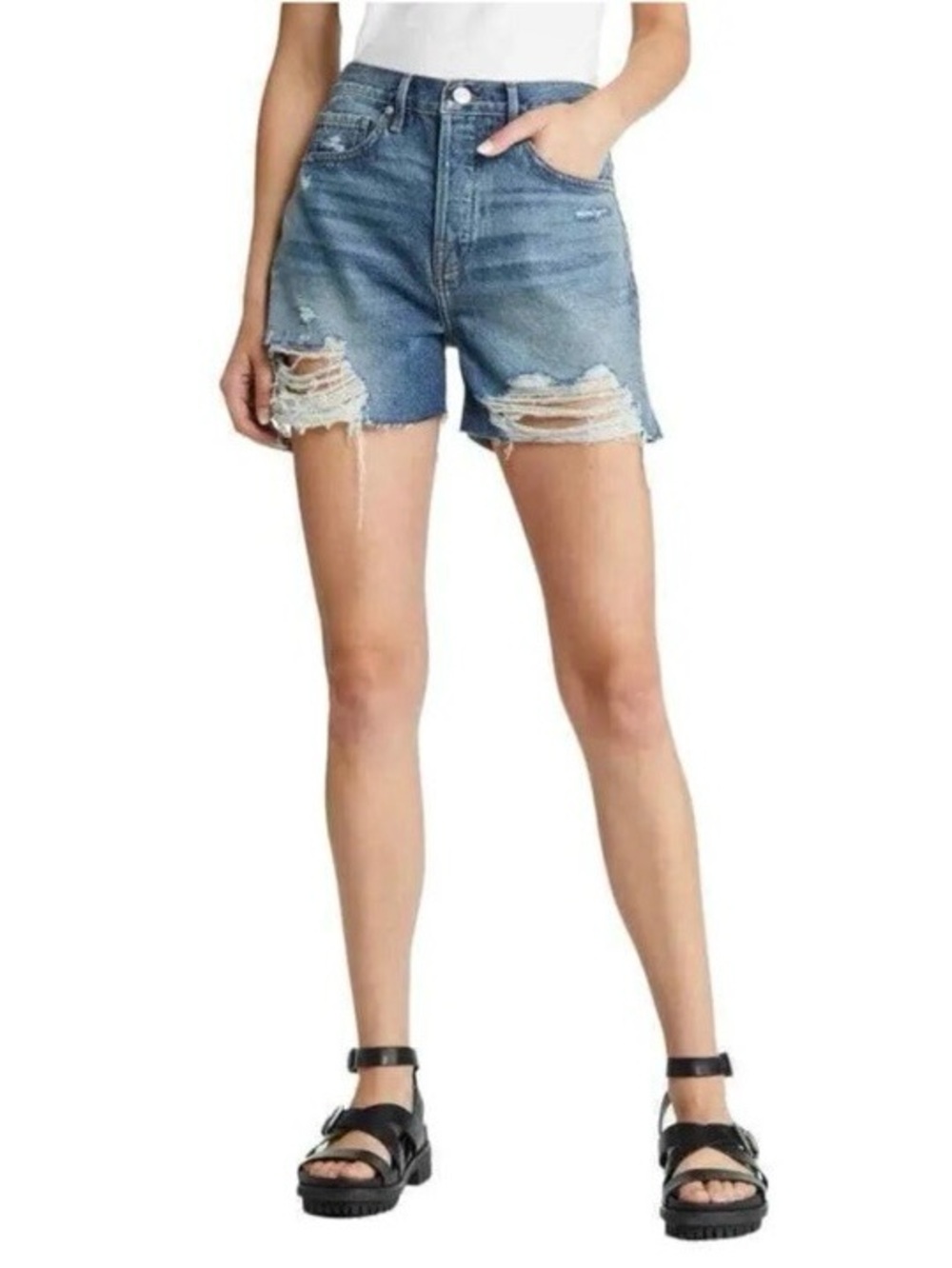 NWT Frame High Rise Vintage‎ Shorts Size 31 Denim Jean Cutoffs Northville Rips